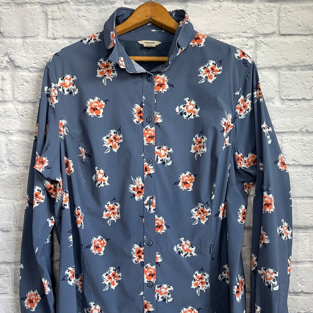 Duluth Trading Co. Women's Sidewinder Printed Gardening Shirt Flip Up Collar XXL